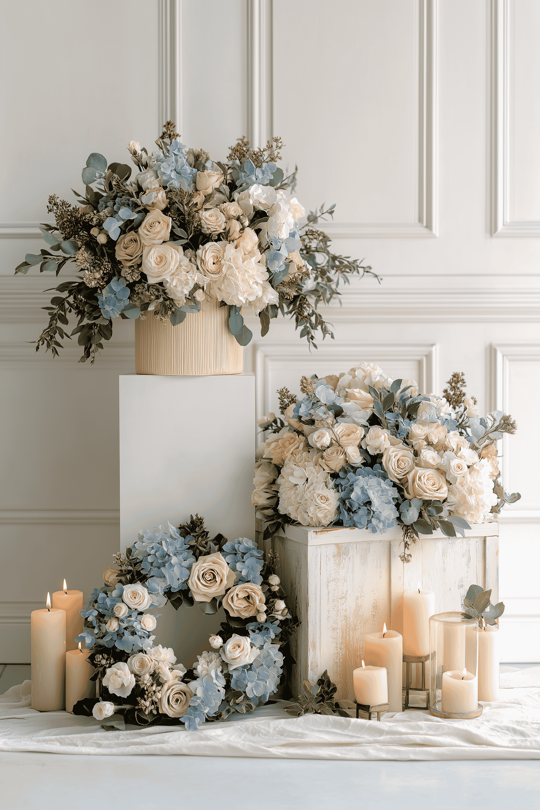 A vibrant arrangement of fresh flowers and lush houseplants